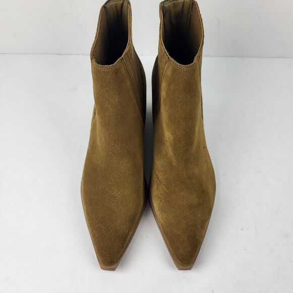Marc Fisher LTD Yarita Toe Ankle Bootie Chelsea Brown Suede Pull On Pointed 8M - Picture 10 of 16